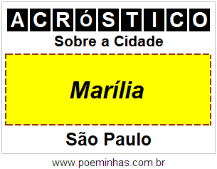 Acróstico Para Imprimir Sobre a Cidade Marília