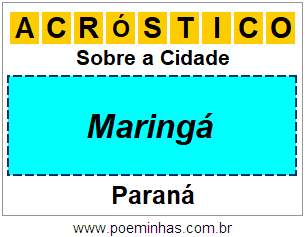 Acróstico Para Imprimir Sobre a Cidade Maringá