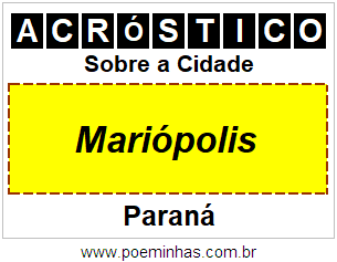 Acróstico Para Imprimir Sobre a Cidade Mariópolis