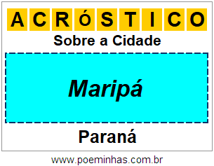 Acróstico Para Imprimir Sobre a Cidade Maripá