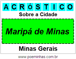 Acróstico Para Imprimir Sobre a Cidade Maripá de Minas