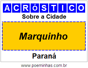 Acróstico Para Imprimir Sobre a Cidade Marquinho