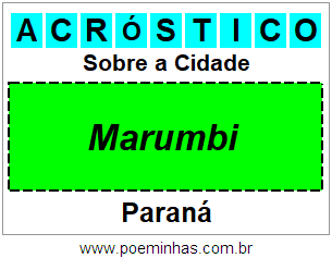 Acróstico Para Imprimir Sobre a Cidade Marumbi