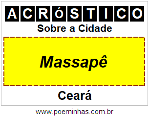 Acróstico Para Imprimir Sobre a Cidade Massapê