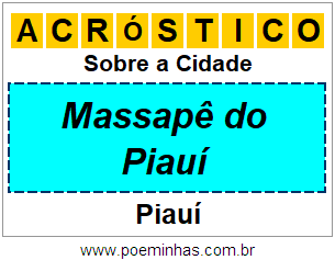 Acróstico Para Imprimir Sobre a Cidade Massapê do Piauí