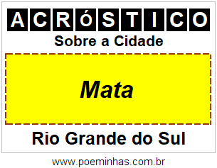 Acróstico Para Imprimir Sobre a Cidade Mata