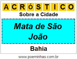 Acróstico Para Imprimir Sobre a Cidade Mata de São João