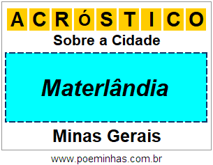 Acróstico Para Imprimir Sobre a Cidade Materlândia