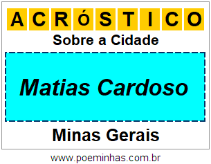 Acróstico Para Imprimir Sobre a Cidade Matias Cardoso