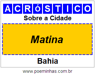 Acróstico Para Imprimir Sobre a Cidade Matina