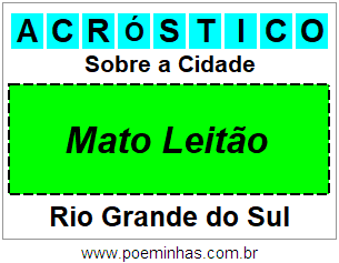 Acróstico Para Imprimir Sobre a Cidade Mato Leitão