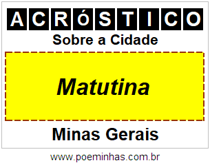 Acróstico Para Imprimir Sobre a Cidade Matutina