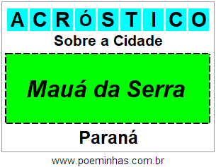 Acróstico Para Imprimir Sobre a Cidade Mauá da Serra