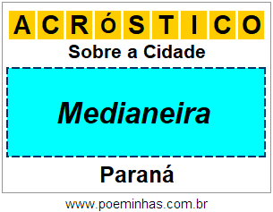 Acróstico Para Imprimir Sobre a Cidade Medianeira