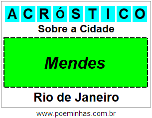 Acróstico Para Imprimir Sobre a Cidade Mendes