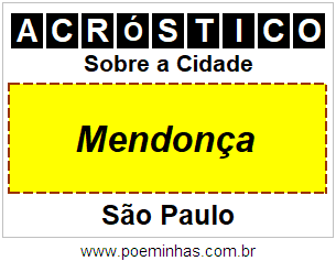 Acróstico Para Imprimir Sobre a Cidade Mendonça