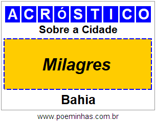 Acróstico Para Imprimir Sobre a Cidade Milagres