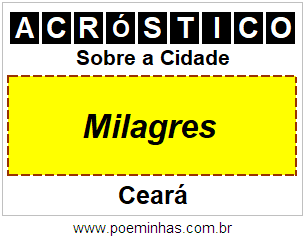 Acróstico Para Imprimir Sobre a Cidade Milagres