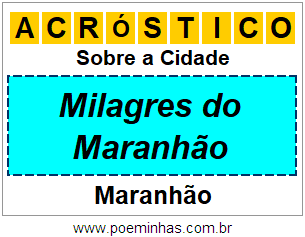 Acróstico Para Imprimir Sobre a Cidade Milagres do Maranhão