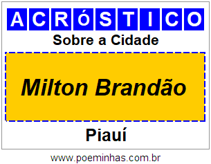 Acróstico Para Imprimir Sobre a Cidade Milton Brandão