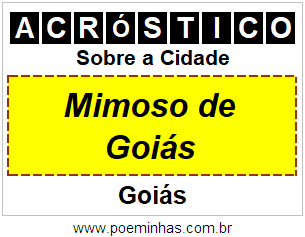 Acróstico Para Imprimir Sobre a Cidade Mimoso de Goiás