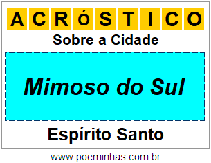 Acróstico Para Imprimir Sobre a Cidade Mimoso do Sul