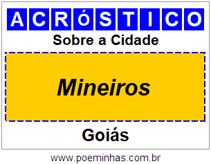 Acróstico Para Imprimir Sobre a Cidade Mineiros