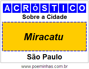 Acróstico Para Imprimir Sobre a Cidade Miracatu