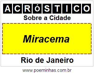 Acróstico Para Imprimir Sobre a Cidade Miracema