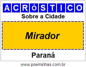 Acróstico Para Imprimir Sobre a Cidade Mirador