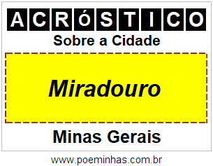 Acróstico Para Imprimir Sobre a Cidade Miradouro