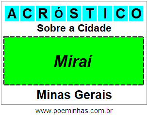 Acróstico Para Imprimir Sobre a Cidade Miraí