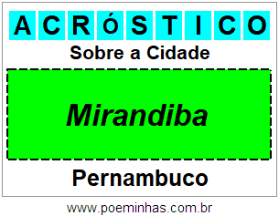 Acróstico Para Imprimir Sobre a Cidade Mirandiba