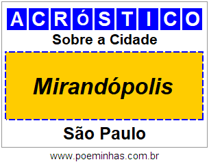 Acróstico Para Imprimir Sobre a Cidade Mirandópolis