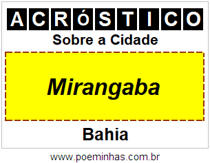 Acróstico Para Imprimir Sobre a Cidade Mirangaba