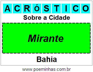 Acróstico Para Imprimir Sobre a Cidade Mirante