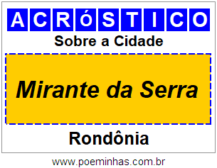 Acróstico Para Imprimir Sobre a Cidade Mirante da Serra