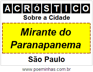 Acróstico Para Imprimir Sobre a Cidade Mirante do Paranapanema