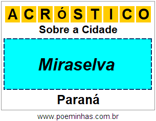 Acróstico Para Imprimir Sobre a Cidade Miraselva