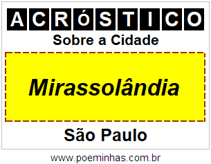 Acróstico Para Imprimir Sobre a Cidade Mirassolândia