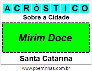 Acróstico Para Imprimir Sobre a Cidade Mirim Doce