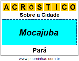 Acróstico Para Imprimir Sobre a Cidade Mocajuba