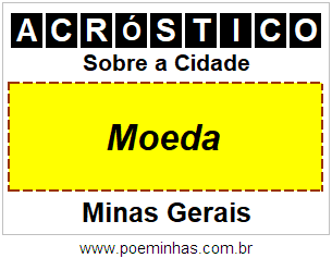 Acróstico Para Imprimir Sobre a Cidade Moeda