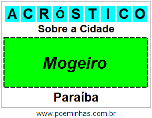 Acróstico Para Imprimir Sobre a Cidade Mogeiro