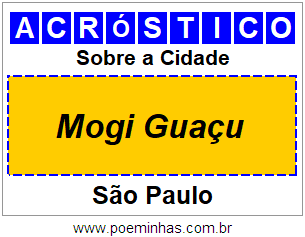 Acróstico Para Imprimir Sobre a Cidade Mogi Guaçu