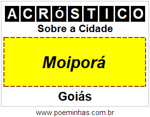 Acróstico Para Imprimir Sobre a Cidade Moiporá