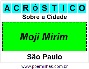 Acróstico Para Imprimir Sobre a Cidade Moji Mirim