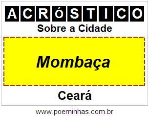 Acróstico Para Imprimir Sobre a Cidade Mombaça