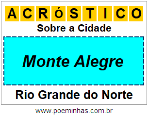 Acróstico Para Imprimir Sobre a Cidade Monte Alegre