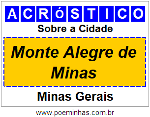 Acróstico Para Imprimir Sobre a Cidade Monte Alegre de Minas